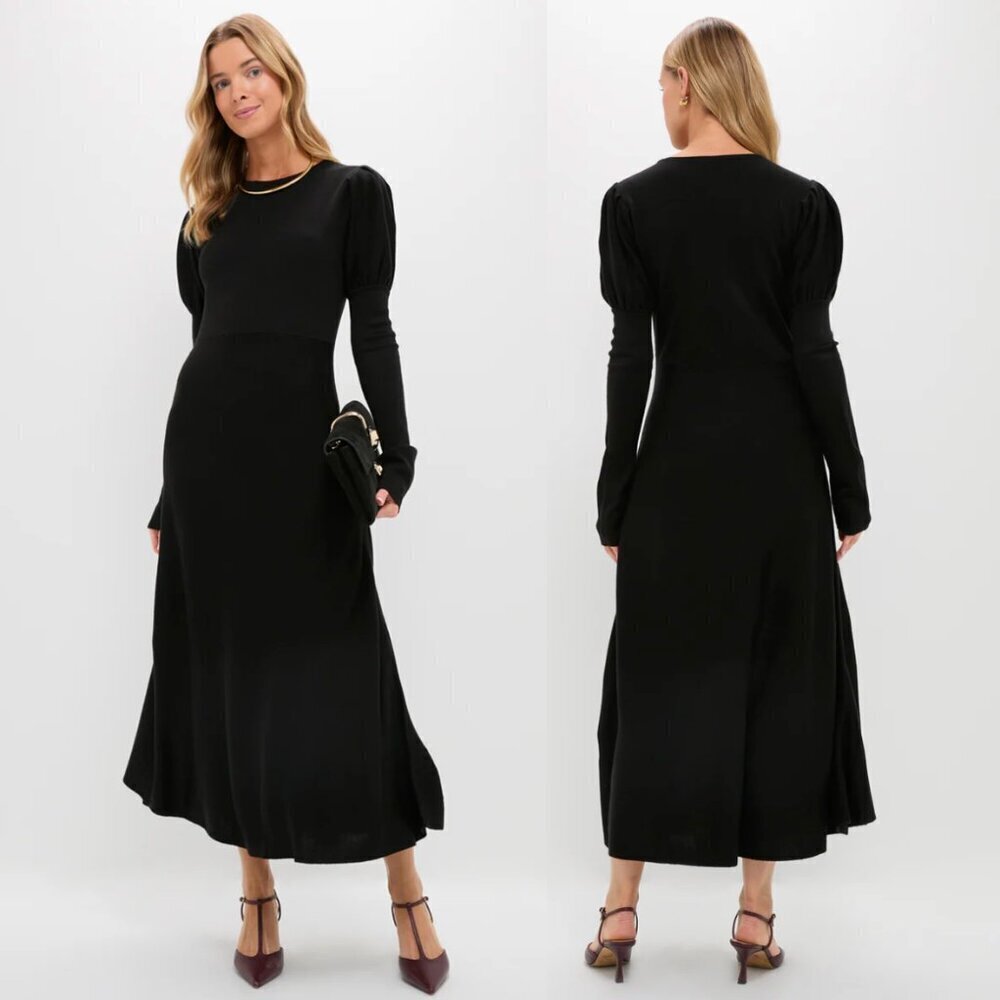 Tuckernuck Pomander Place Brielle Long Sleeve Knit Sweater Maxi Dress, Black, XS